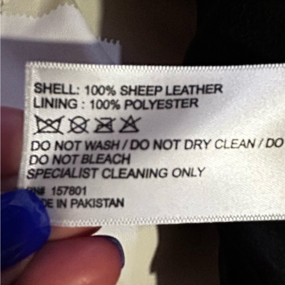 White / Off White Sheep Leather Moto Jacket - Picture 5 of 10
